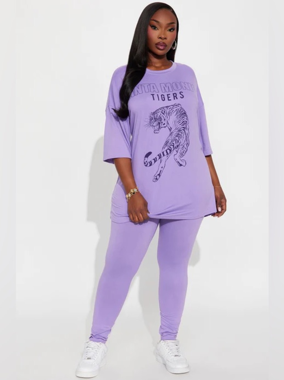 Fashion Nova Lavender Santa Monica T Shirt Leggings Pant Set